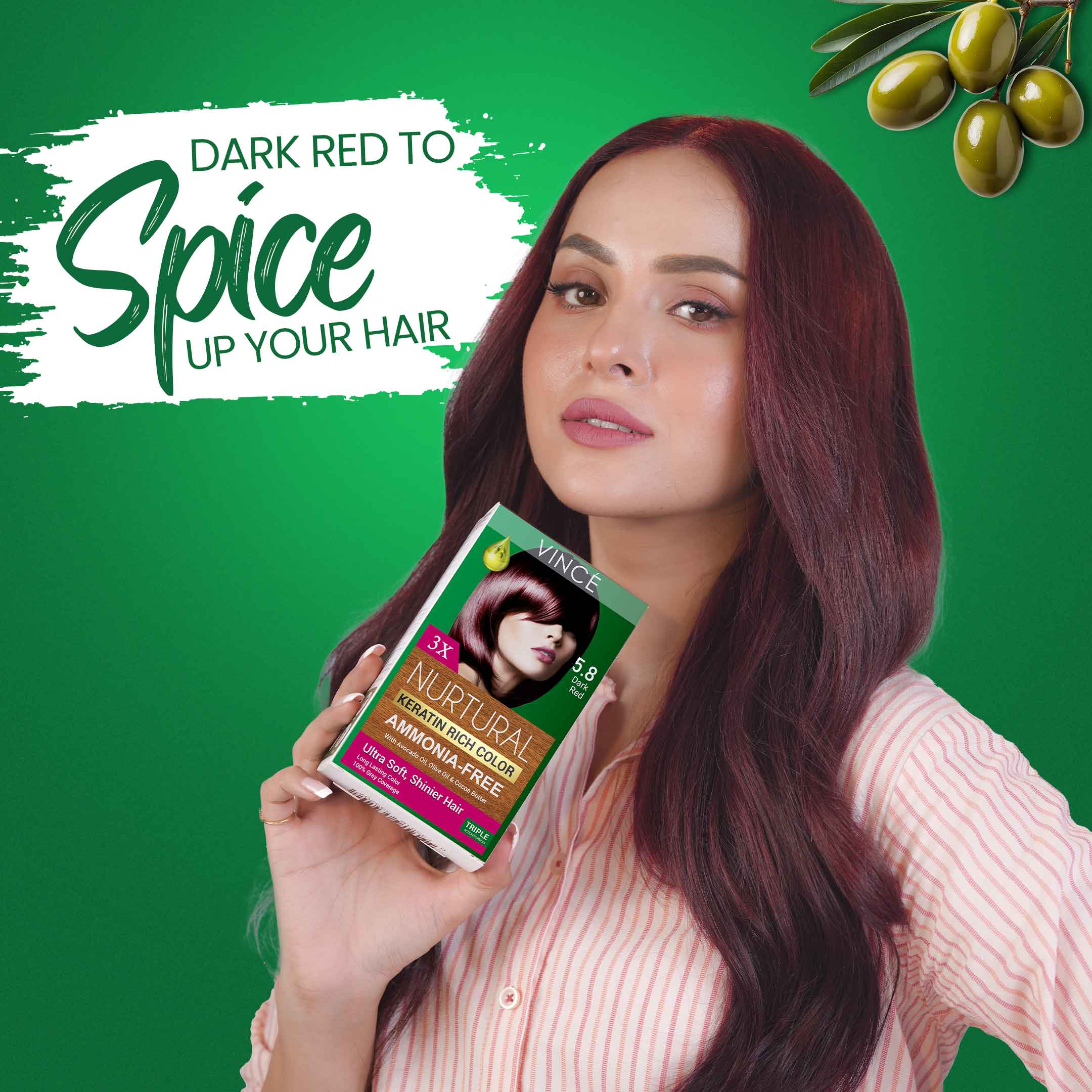 Best Dark Red Women Hair Color in Pakistan by VINCE
