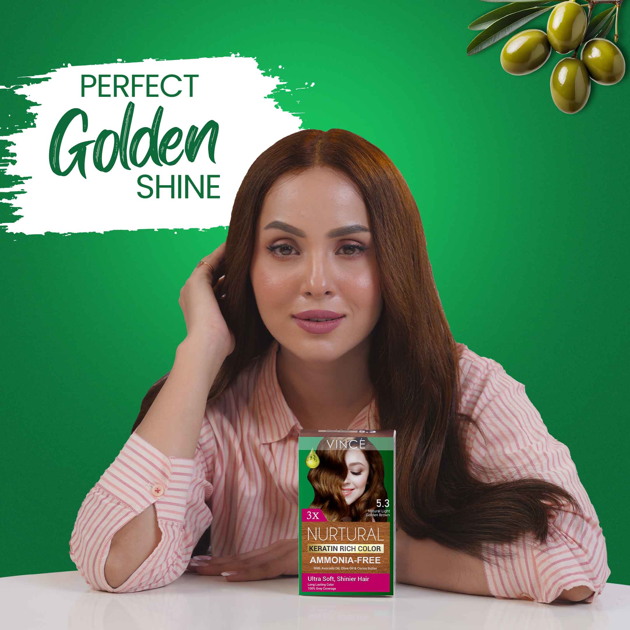 Best Natural Light Golden Brown Women Hair Color in Pakistan by VINCE

