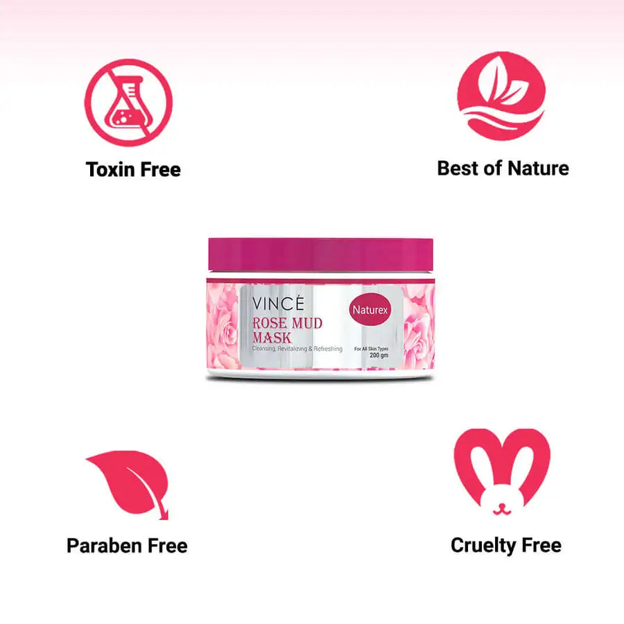 Rose Mud Mask help to reduce the risk of sun tan and sun damage